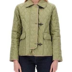 Refresh your wardrobe with the FAY women's 3-HOOK NYLON QUILTED JACKET in GREEN