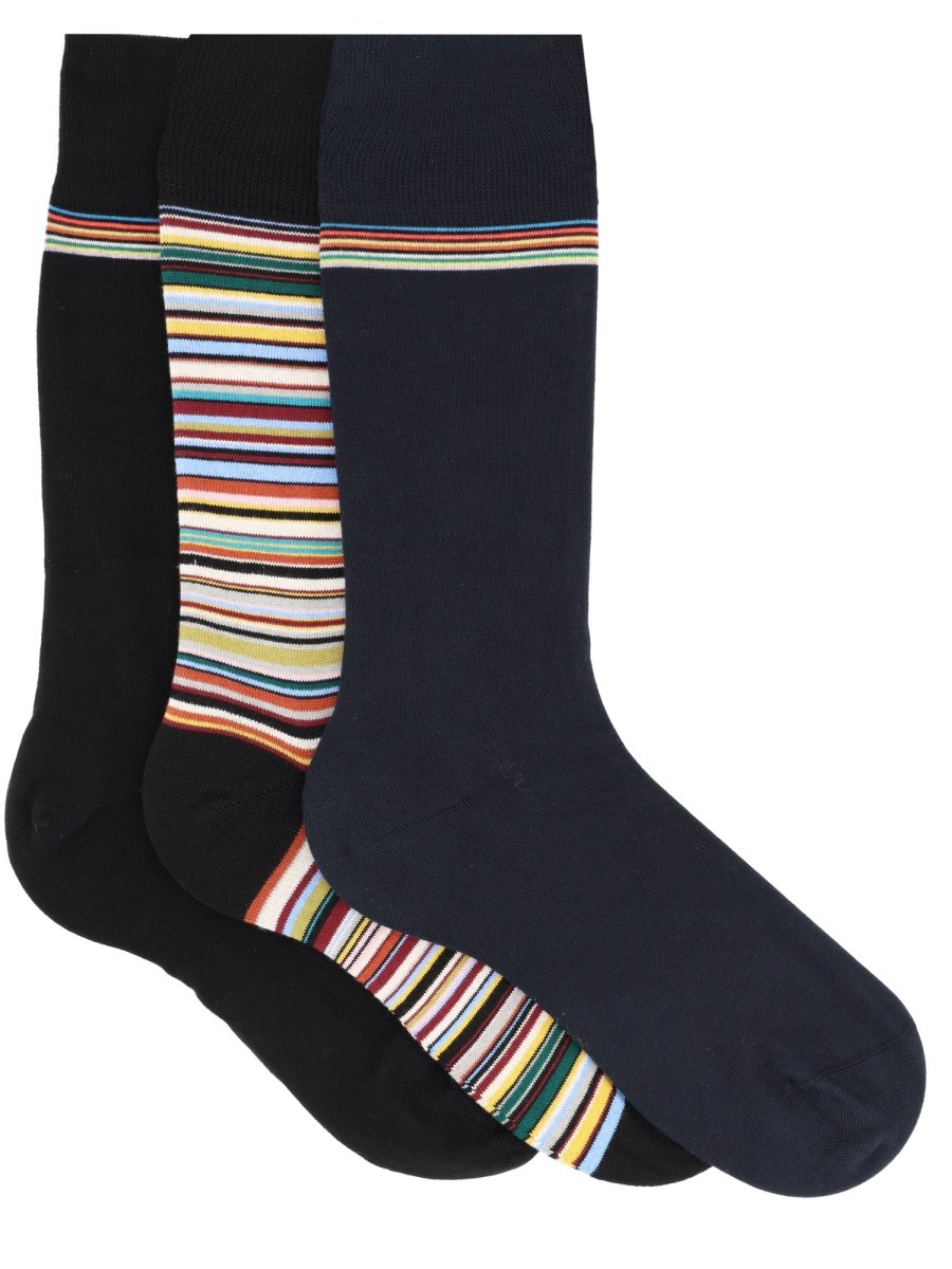 Discover the authentic PAUL SMITH men's 3-PACK SOCKS WITH LOGO in MULTICOLOUR