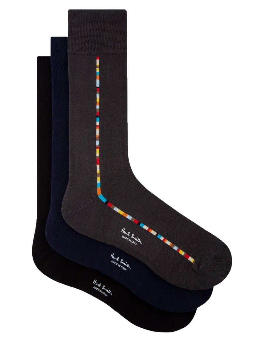 Discover the authentic PAUL SMITH men's 3-PACK SOCKS WITH LOGO in MULTICOLOUR