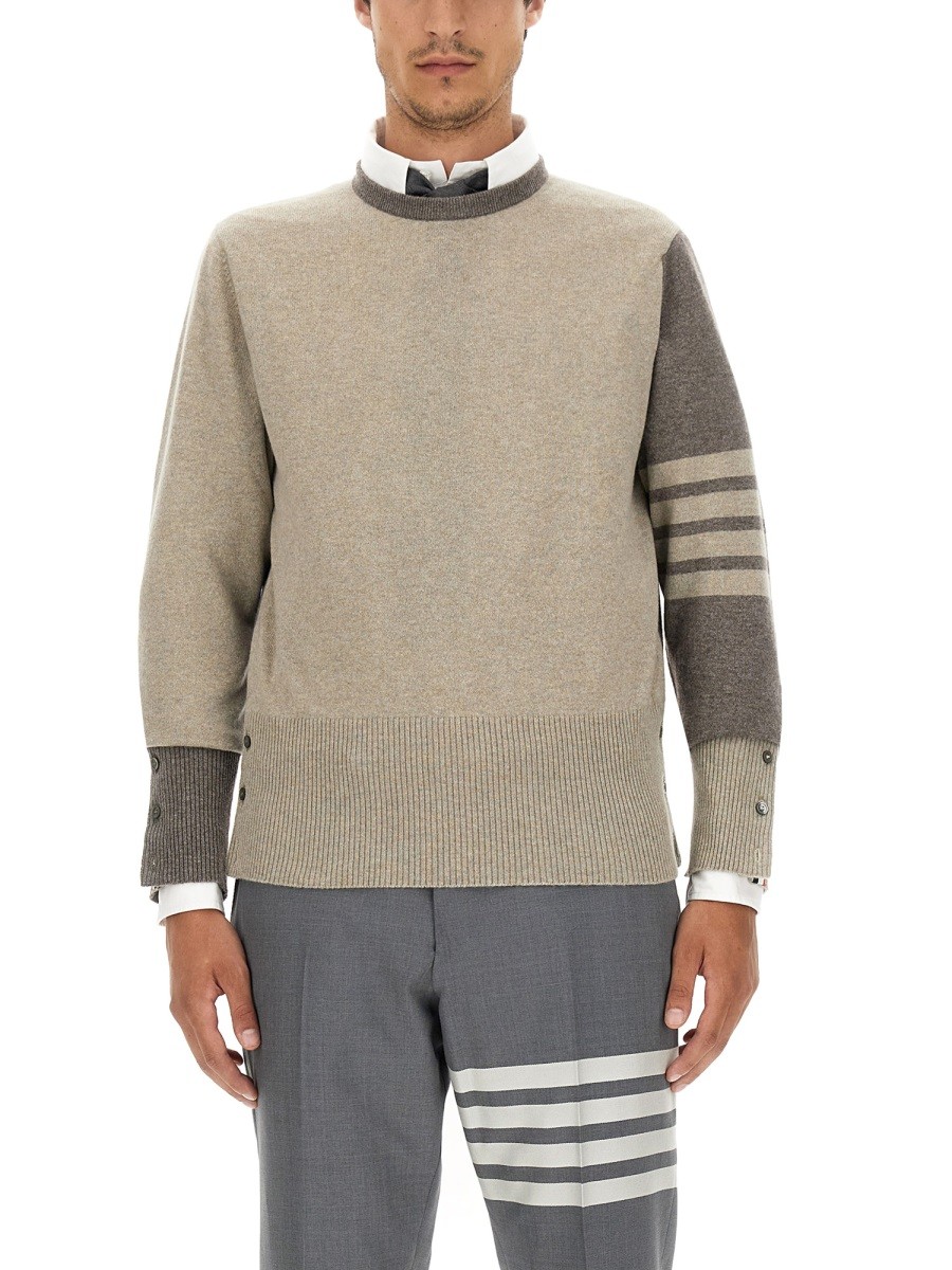 Discover the authentic THOM BROWNE men's 4BAR SHIRT in beige