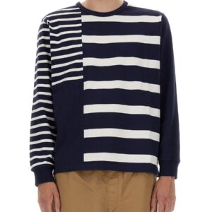Explore the authentic UMBRO X YMC men's "60S" PATCHWORK SWEATSHIRT in Blue