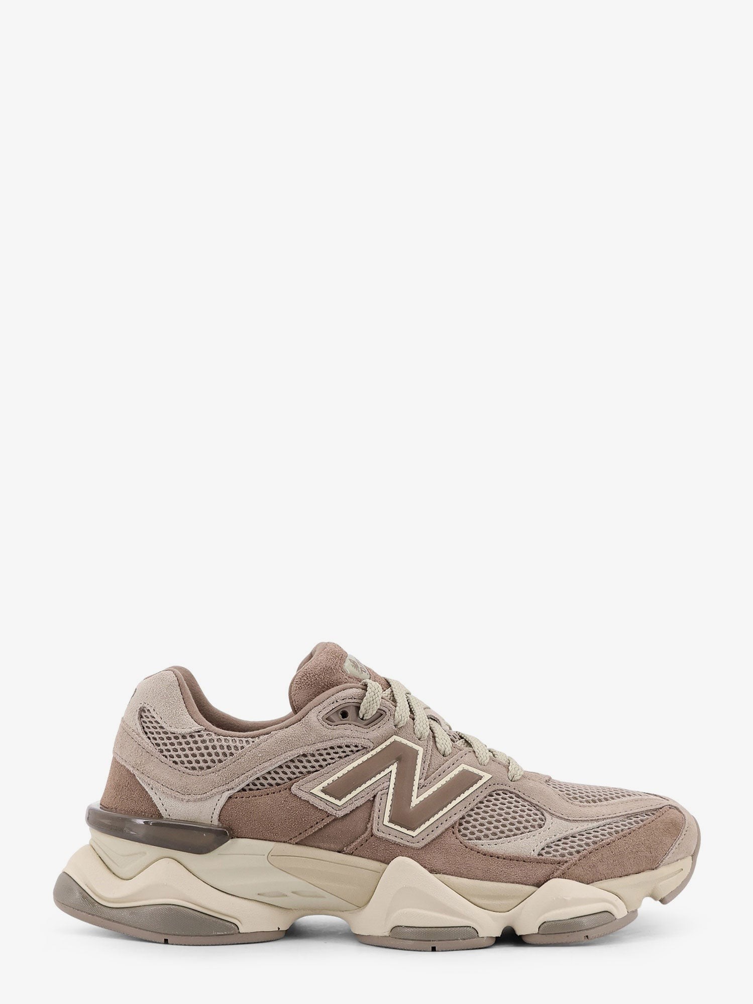 Discover the authentic New Balance men's 9060 mesh and suede low-top sneakers in MUSHROOM