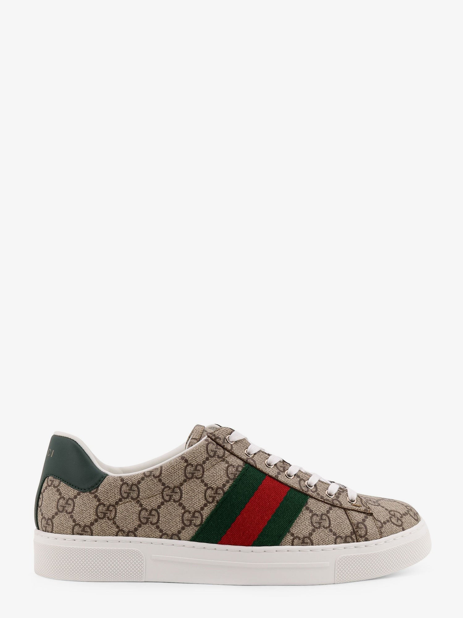 Discover the authentic Gucci men's Low-top Ace GG Supreme fabric sneakers in EBONYVRVGREEN