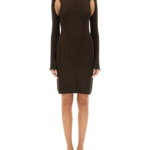 Explore the authentic Helmut Lang women's AIR TURTLENECK DRESS in DARK BROWN