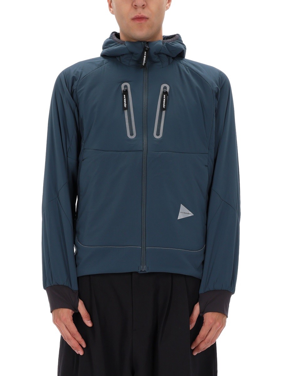 Refresh your wardrobe with the AND WANDER men's "ALPHA AIR" JACKET in Blue