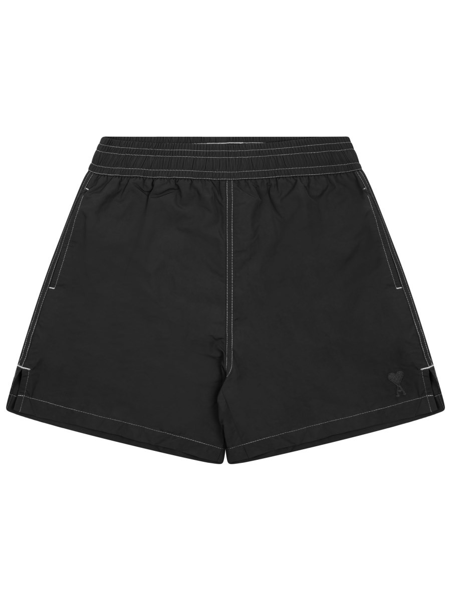 Refresh your wardrobe with the AMI PARIS men's "AMI DE COEUR" SWIMSUIT in Black