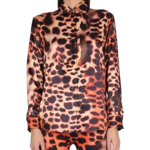 Refresh your wardrobe with the ROBERTO CAVALLI women's ANIMAL PRINT SHIRT in Pink