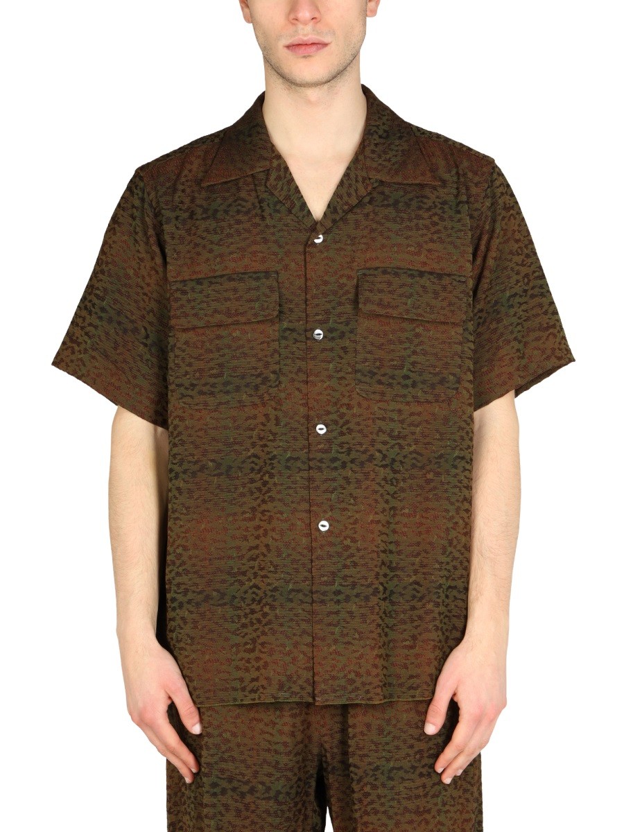 Refresh your wardrobe with the NEEDLES men's ANIMALIER PRINT SHIRT in Brown