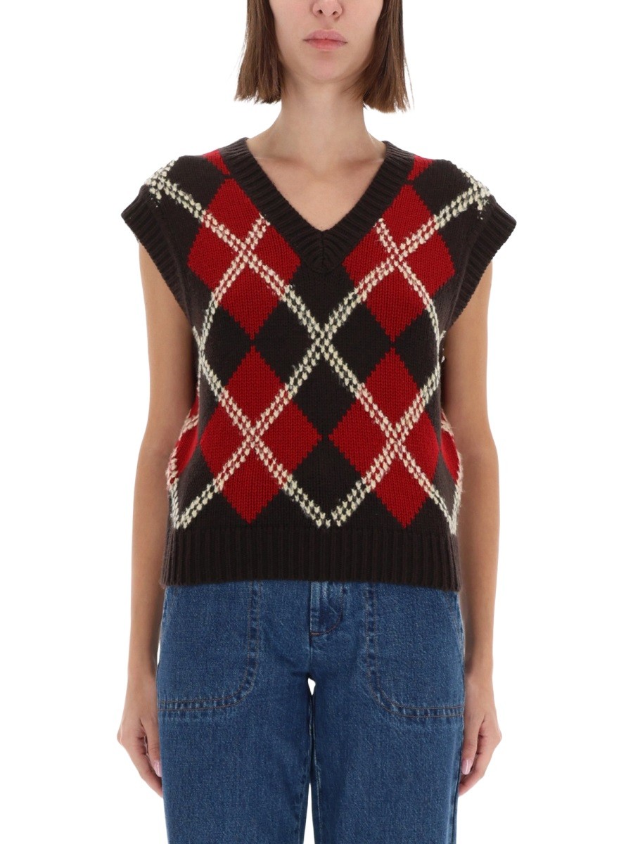 Explore the authentic GUEST IN RESIDENCE women's "ARGYLE" VEST in MULTICOLOUR