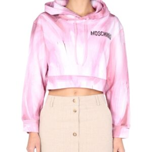 Explore the authentic Moschino women's "ART THEME" CROPPED SWEATSHIRT in Pink