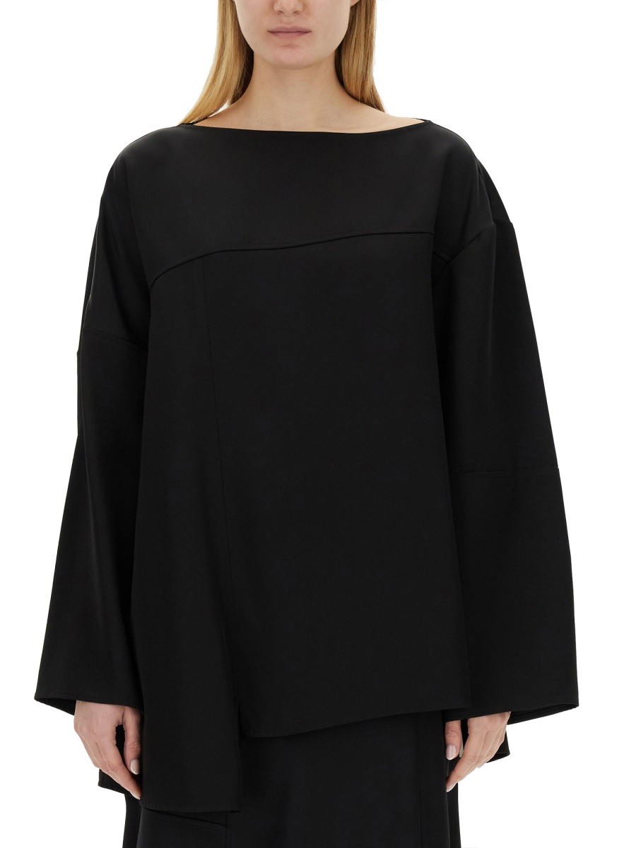 Refresh your wardrobe with the JIL SANDER women's ASYMMETRICAL TOP in Black