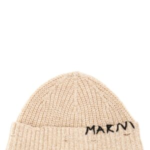 Discover the authentic Marni women's BEANIE HAT WITH "MARNI MENDING" EMBROIDERY in beige