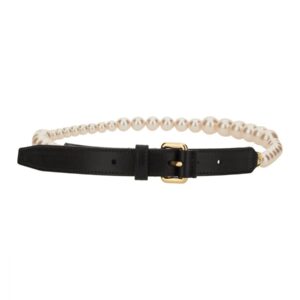 Refresh your wardrobe with the Moschino women's BELT WITH PEARLS in Black