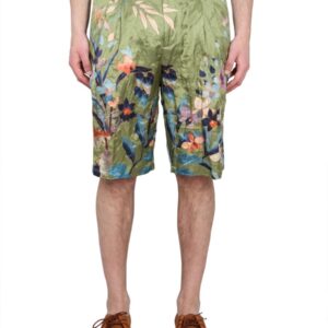 Explore the authentic Etro men's BERMUDA SHORTS WITH FLORAL PRINT in GREEN