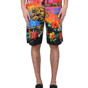 Explore the authentic Dolce & Gabbana men's BERMUDA SHORTS WITH SUNSET PRINT in MULTICOLOUR