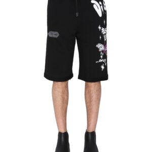 Discover the authentic Disclaimer men's BERMUDA WITH SCREEN PRINT in Black