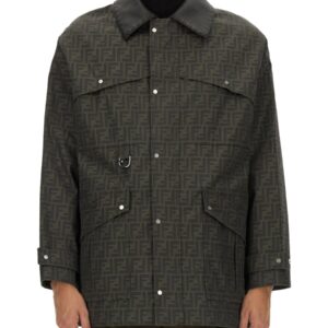 Refresh your wardrobe with the Fendi men's BLOUSON IN JACQUARD "FF" in Brown