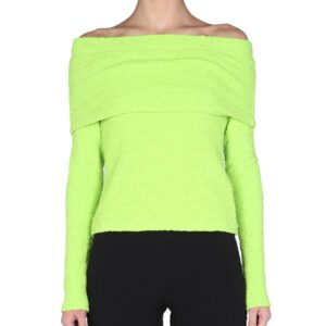Refresh your wardrobe with the msgm women's BOAT NECK TOP in GREEN