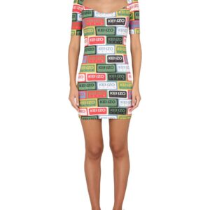 Explore the authentic Kenzo women's BODYCON DRESS 'KENZO LABELS' in MULTICOLOUR