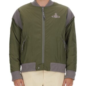 Explore the authentic Vivienne Westwood men's BOMBER JACKET WITH LOGO in GREEN