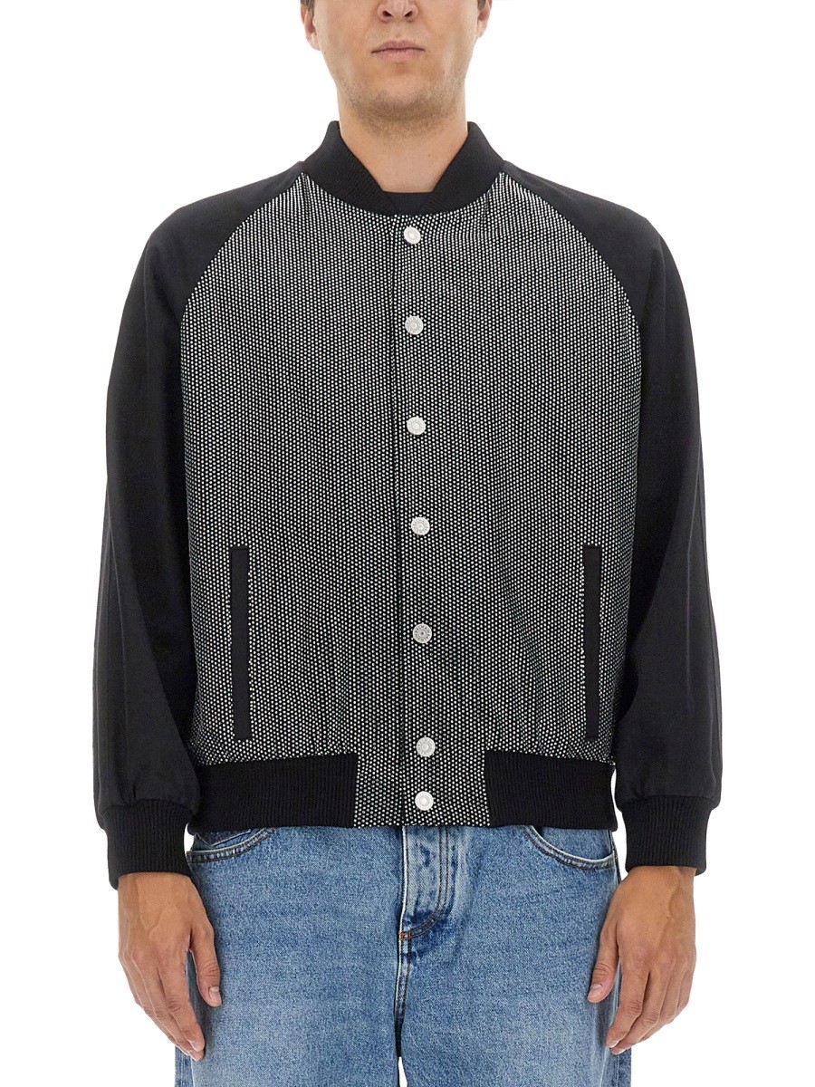 Explore the authentic Balmain men's BOMBER JACKET WITH LOGO in MULTICOLOUR