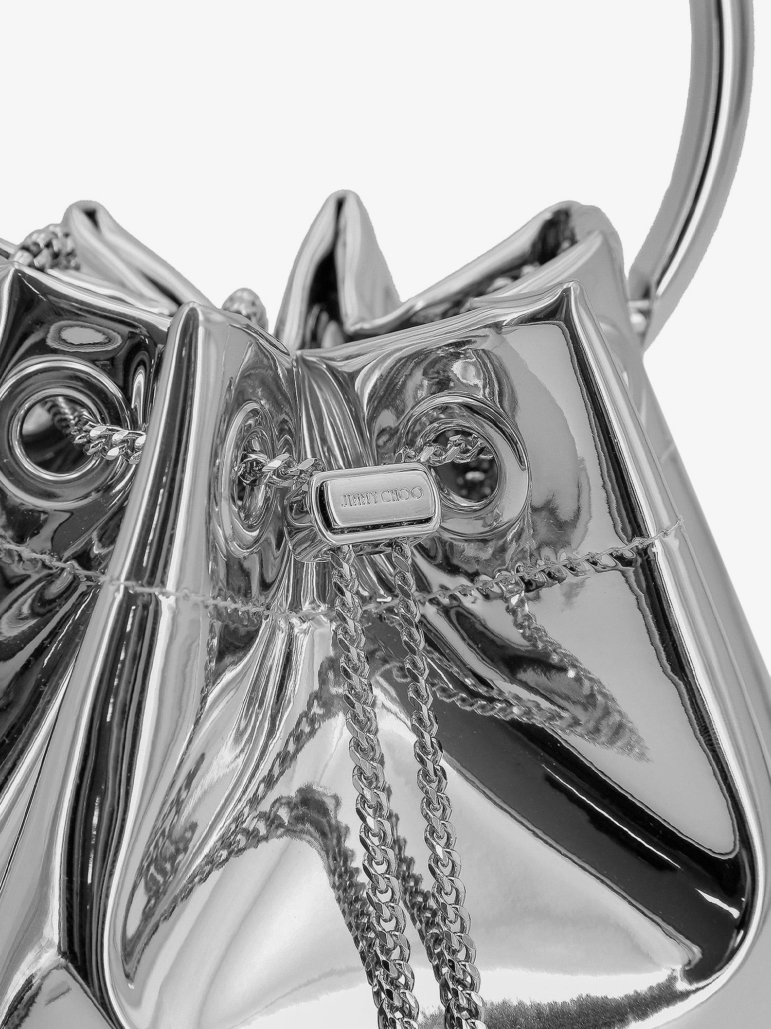 JIMMY CHOO – Bonbon bucket bag in mirrored fabric : Color - Silver, Size - UNI - Image 5