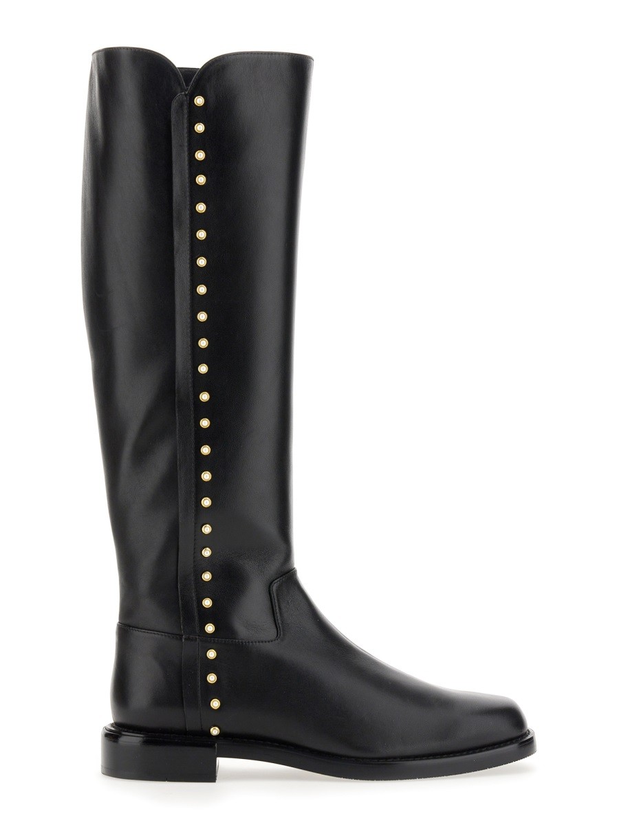 Refresh your wardrobe with the Stuart Weitzman women's BOOT PEARL RIDING in Black