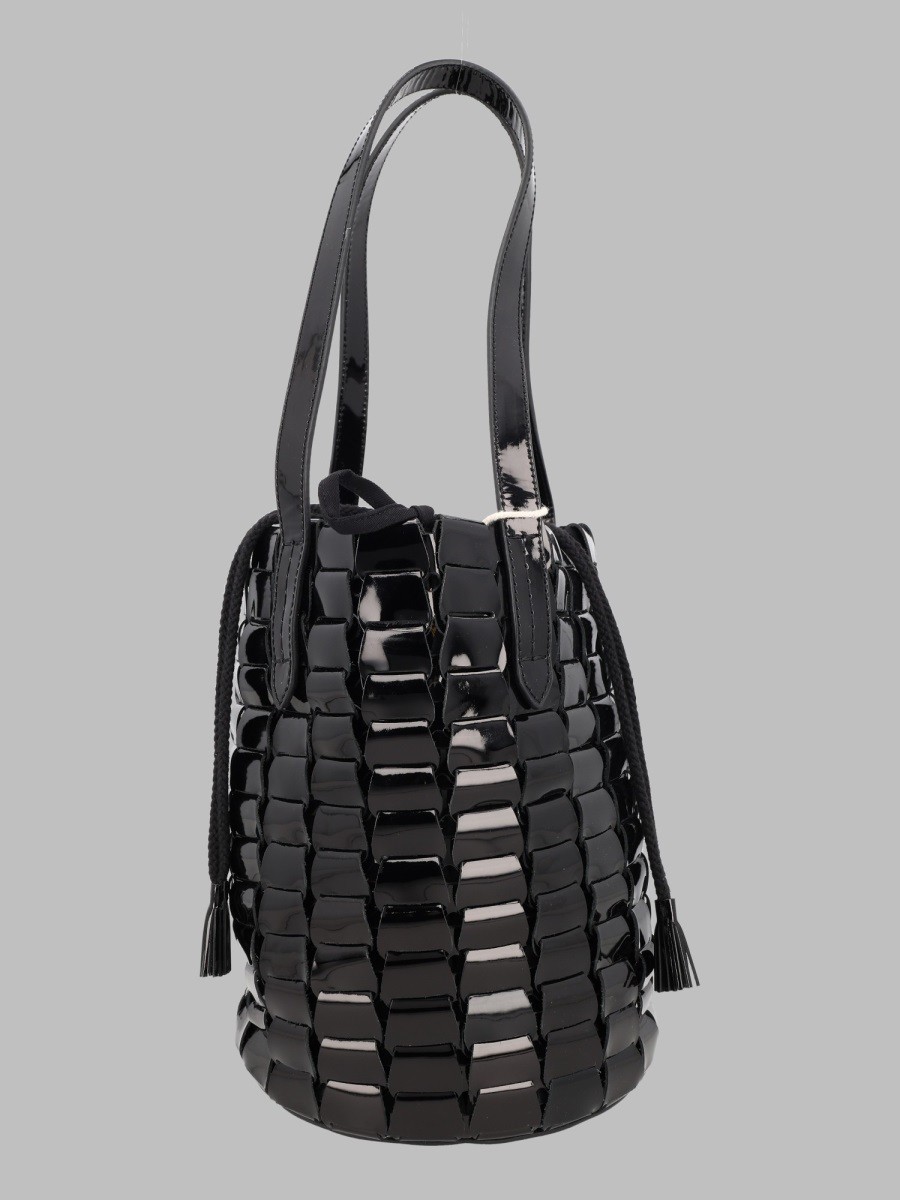 Borsa A Secchiello In Pelle Intrecciata Lucida : Color - Black
