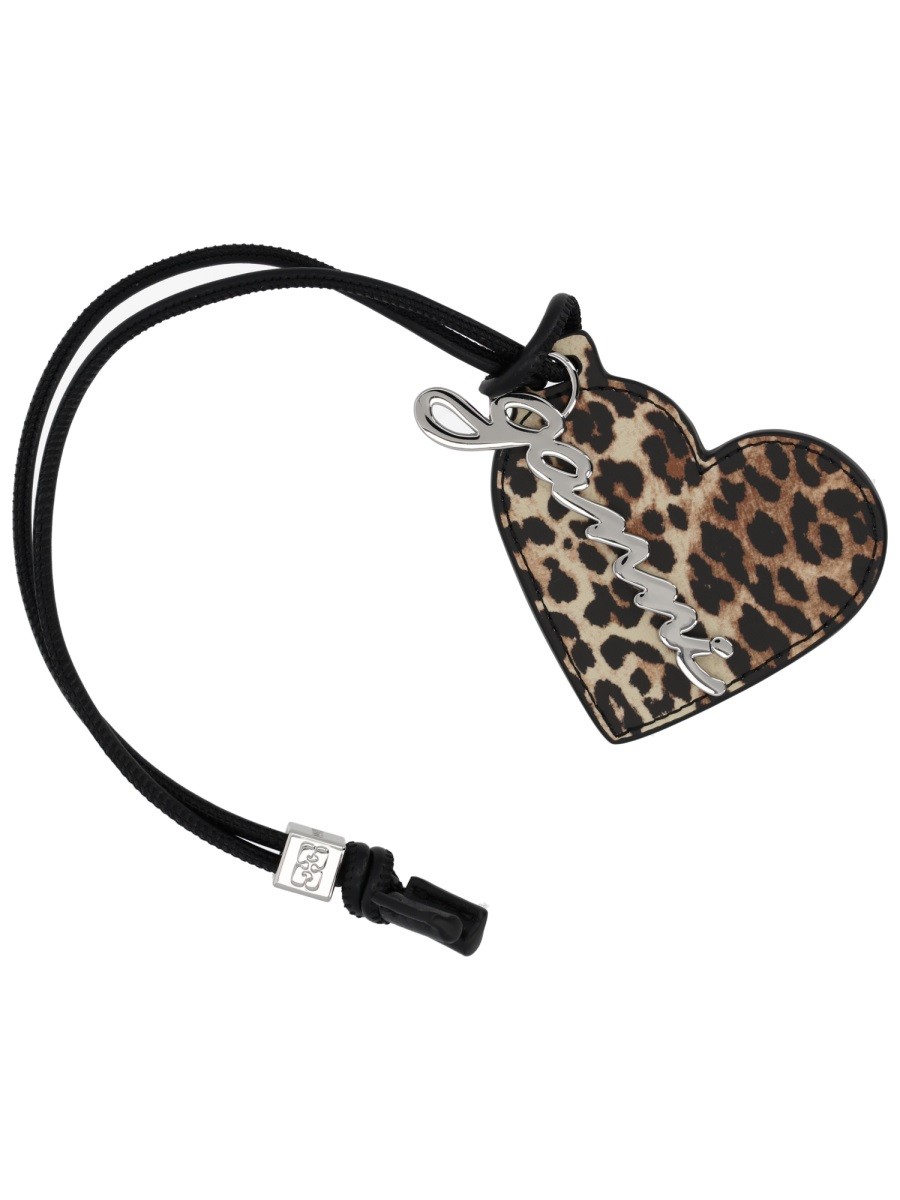 Discover the authentic GANNI women's "BOU HEART" KEYCHAIN in ANIMALIER