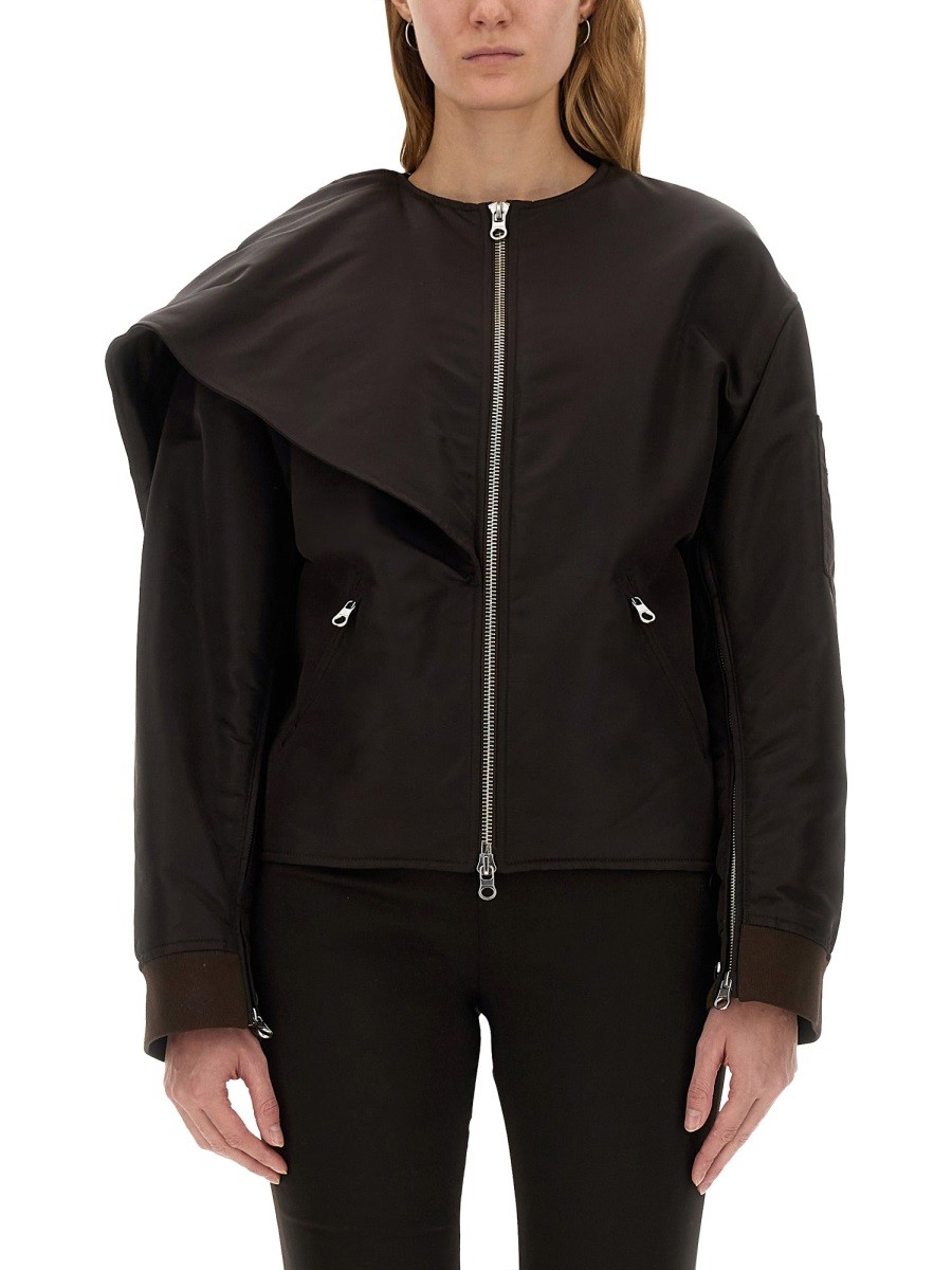 Explore the authentic COURREGES women's BOW NECK BOMBER JACKET in Brown