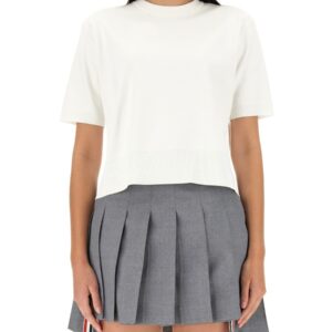 Refresh your wardrobe with the THOM BROWNE women's BOXY FIT T-SHIRT in White