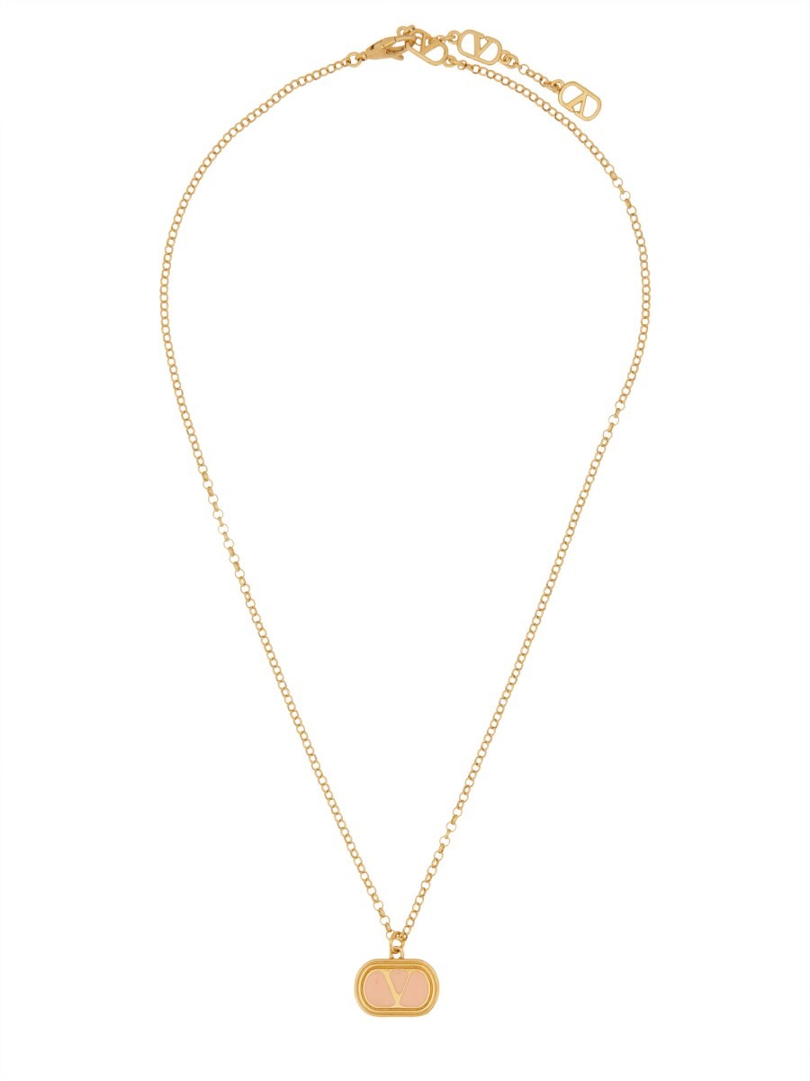 Explore the authentic Valentino Garavani women's BRASS AND ENAMEL "OVALETTE" NECKLACE in gold