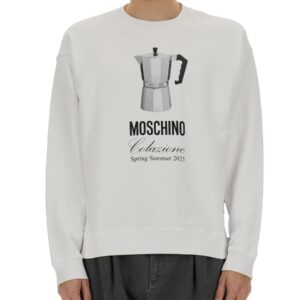 Refresh your wardrobe with the Moschino men's "BREAKFAST" SWEATSHIRT in White