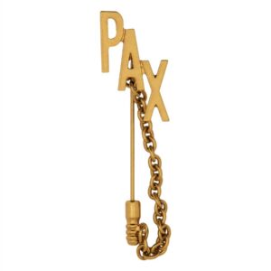 Refresh your wardrobe with the Moschino women's BROOCH WITH CHAIN PAX in gold