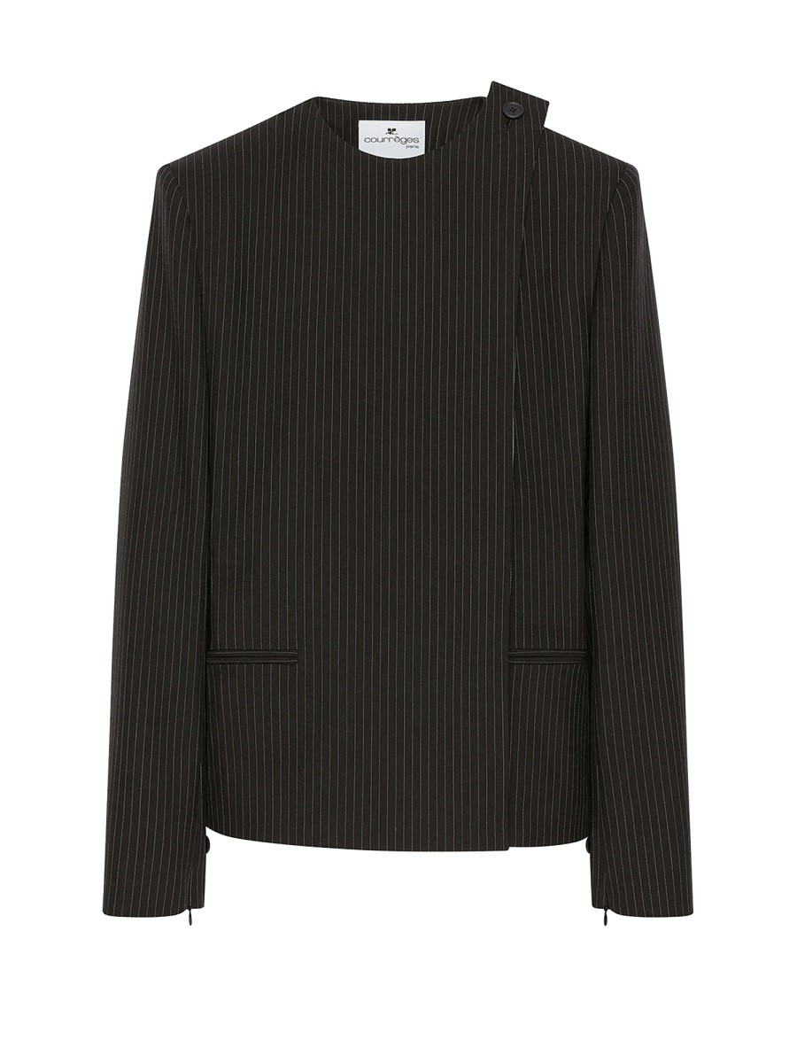 Discover the authentic COURREGES women's "BUCKLE PINSTRIPES" JACKET in Black