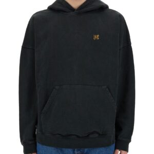 Explore the authentic Palm Angels men's "BURNING MONOGRAM" PRINT SWEATSHIRT in Black