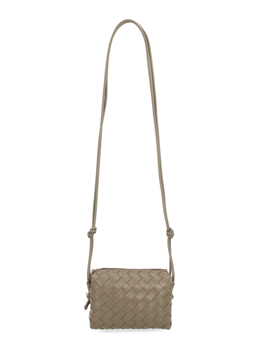 Explore the authentic Bottega Veneta women's CAMERA BAG "LOOP" MINI in beige