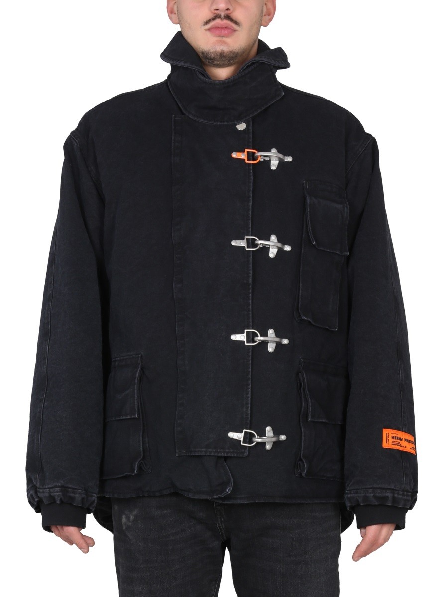 Elevate your look with the HERON PRESTON men's CANVAS JACKET in Black