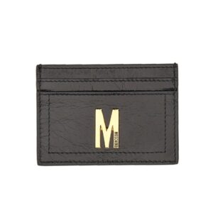 Explore the authentic Moschino women's CARD HOLDER WITH GOLD PLAQUE in Black