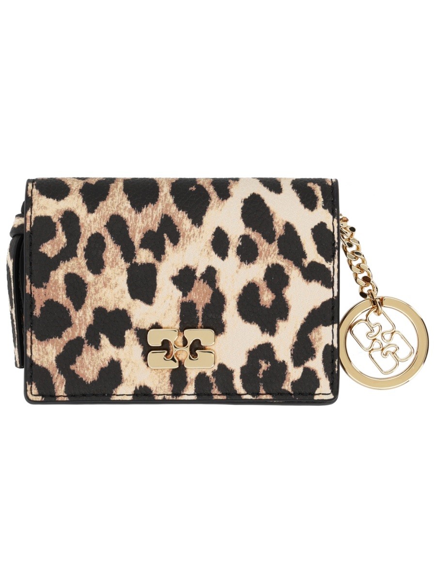 Discover the authentic GANNI women's PORTACARTE CON LOGO in ANIMALIER
