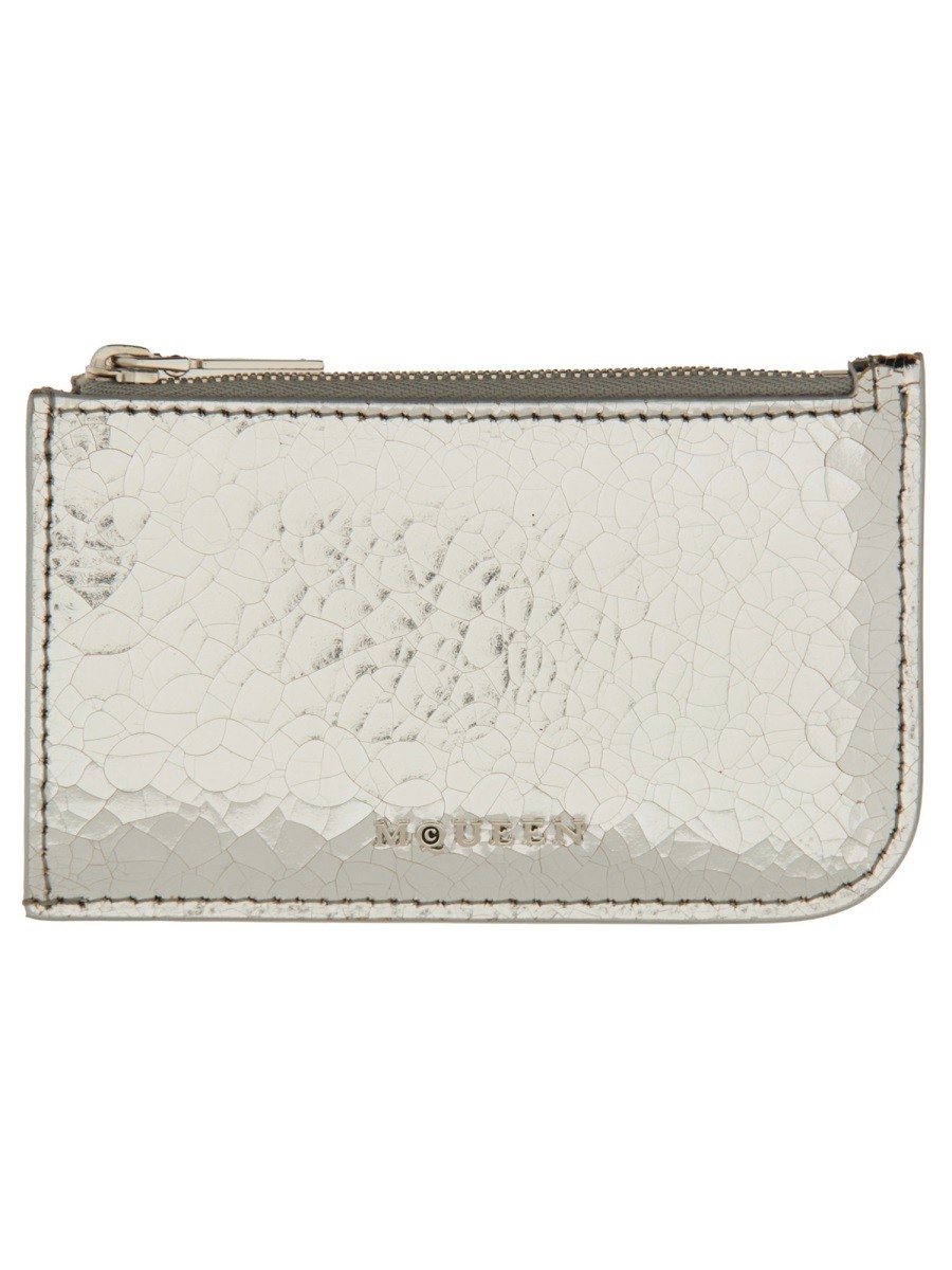 Explore the authentic Alexander Mcqueen women's CARD HOLDER WITH LOGO in Silver