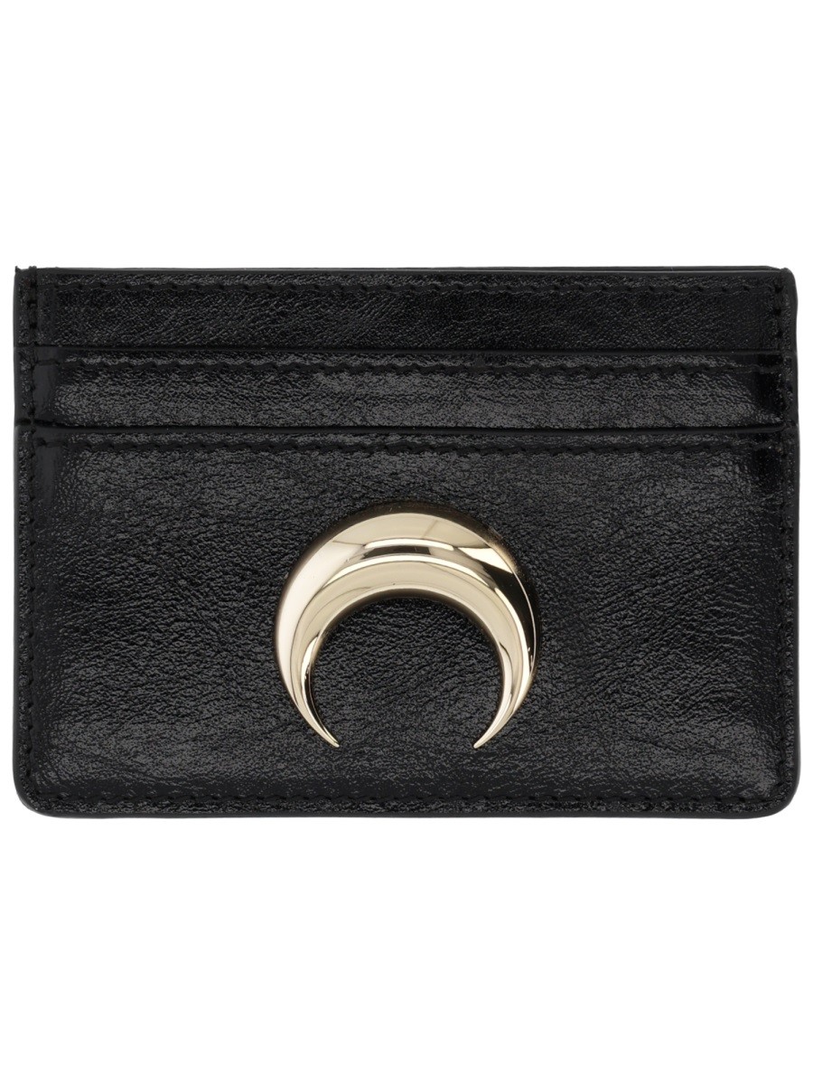 Explore the authentic MARINE SERRE women's CARD HOLDER WITH LOGO in Black