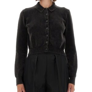 Discover the authentic Alexander Wang women's CARDIGAN WITH COLLAR in CHARCOAL