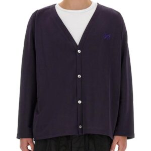 Refresh your wardrobe with the NEEDLES men's CARDIGAN WITH LOGO in Purple