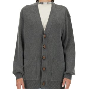 Discover the authentic Golden Goose women's Cardigan in cotone con logo sul retro in Grey