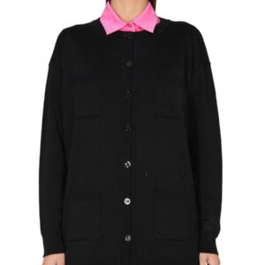 Refresh your wardrobe with the Moschino women's CARDIGAN WITH LOGO in Black