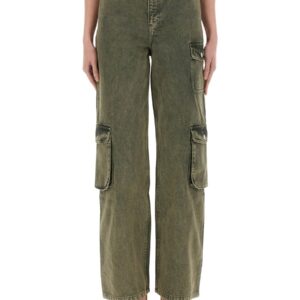 Explore the authentic MOSCHINO JEANS women's CARGO JEANS in Military green