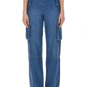 Refresh your wardrobe with the MOSCHINO JEANS women's CARGO PANTS in Blue
