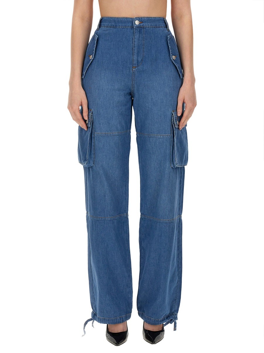 Refresh your wardrobe with the MOSCHINO JEANS women's CARGO PANTS in Blue