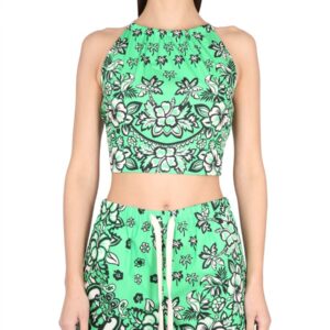 Refresh your wardrobe with the RED VALENTINO women's CARRE' BANDANA TOP in GREEN